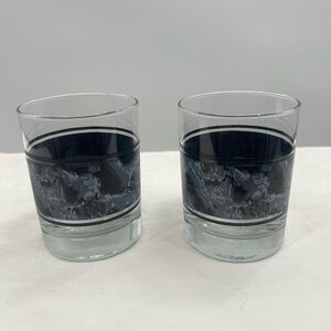 Faux Marble lowball glassware Set of 2 Vintage